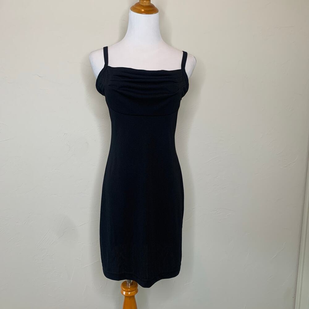 All That Jazz Black Slip Dress Draped Neck Small